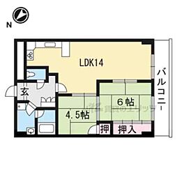サンハイム野洲 2LDKの間取図画像