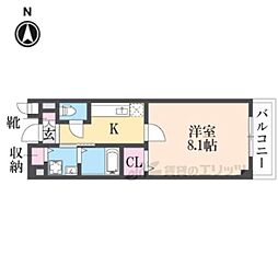 メゾンドフルール 1Kの間取図画像