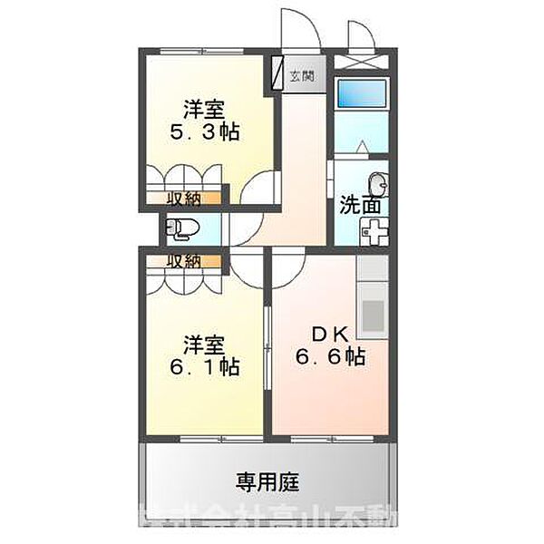 グランドシャトーII ｜福岡県直方市大字上新入(賃貸アパート2DK・1階・45.68㎡)の写真 その2