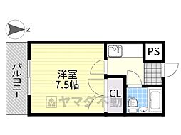 コーポコーベル2 1Kの間取図画像
