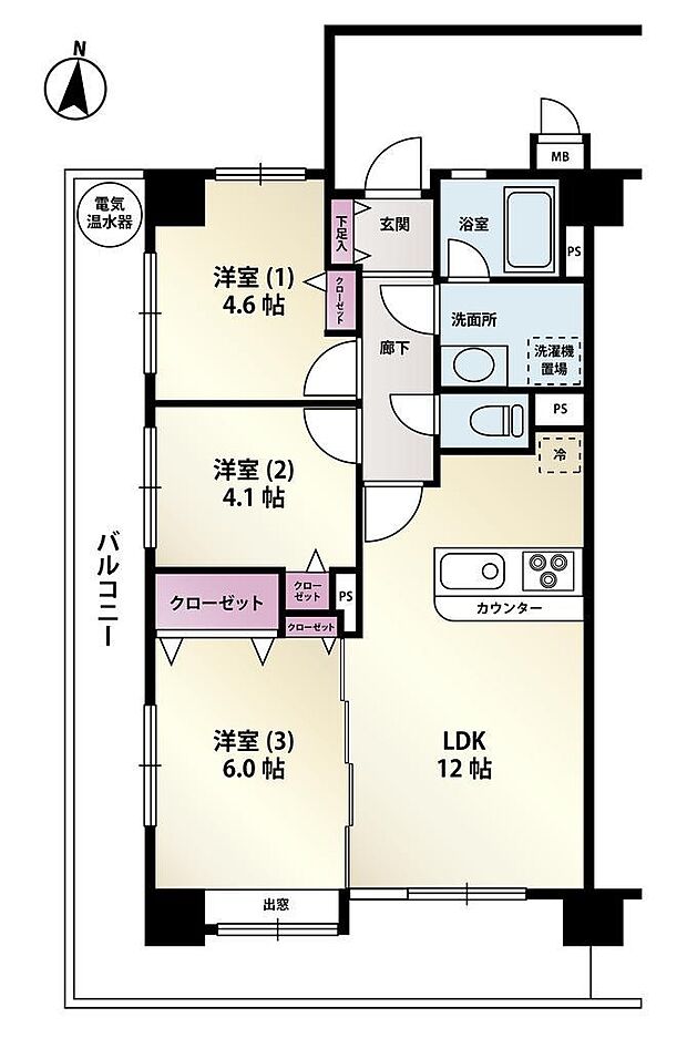 ＪＲ川越線「南古谷」駅より徒歩１６分。採光・通風に優れた明るい人気の角部屋です♪