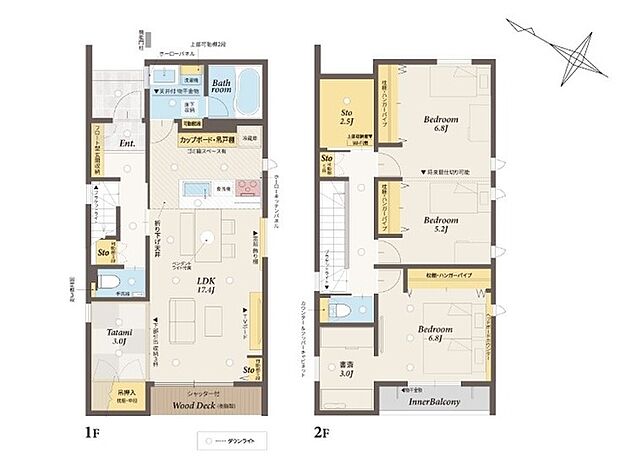 3SLDK+畳コーナー3帖、書斎3帖