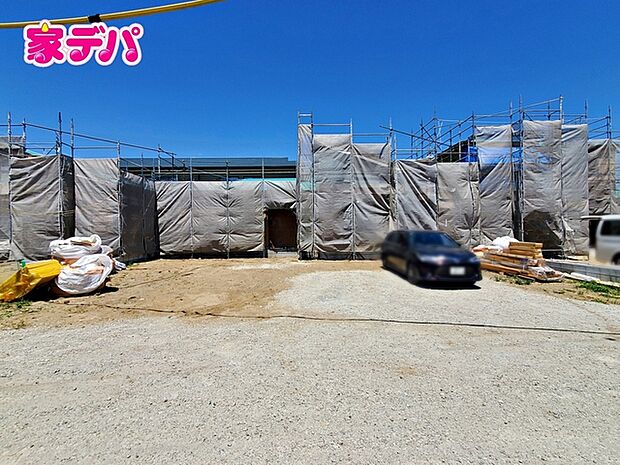 【3号棟】上棟しました！ ・平屋建て住宅 ・長期優良住宅 ・4LDK ・LDK19帖、隣接洋室4.5帖 ・全居室収納完備 ・パントリー ・駐車場3台可