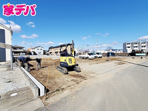 【1号棟】建築予定地です！ ・平屋建て住宅 ・長期優良住宅 ・4LDK ・LDK17.25帖、隣接洋室5帖 ・全居室収納完備 ・パントリー ・シューズクローク ・並列駐車場3台可