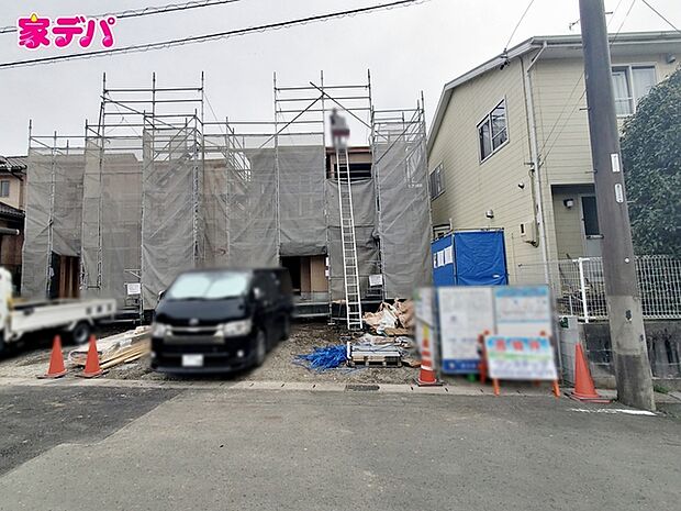 【2号棟】上棟しました! ・長期優良住宅 ・5LDK ・LDK18.2帖、隣接洋室4.4帖 ・全居室収納完備 ・水回り家事ラク動線 ・リビング階段 ・LDK収納 ・駐車場2台可