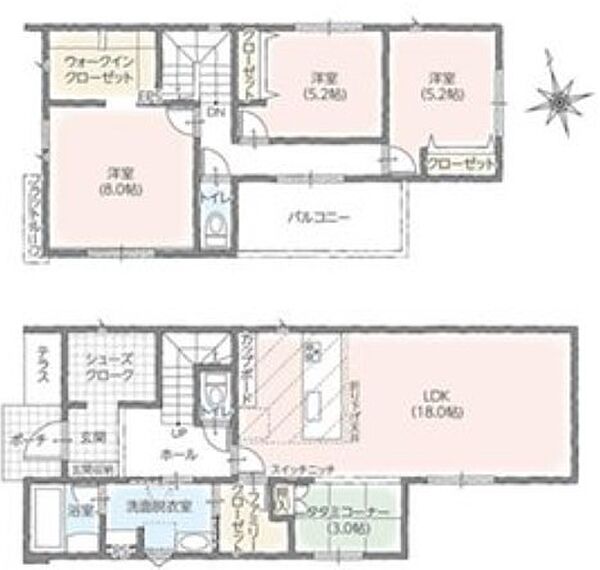 3LDK＋タタミコーナー3帖※図面と現況に相違ある場合には現況優先とします。