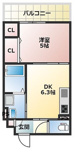 クリエオーレ清瀧 ｜大阪府四條畷市大字清瀧(賃貸アパート1DK・3階・29.60㎡)の写真 その2