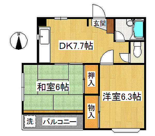 Y.S.D ｜東京都小平市仲町(賃貸マンション2DK・3階・40.53㎡)の写真 その2