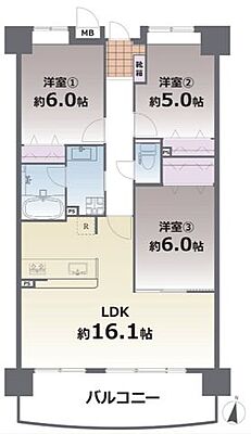 間取り ダイアパレスグランデージ味噌天神 7階/-
