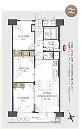 新松戸南パークハウスA棟 3LDKの間取図画像