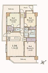 セレナハイム北松戸 3LDKの間取図画像