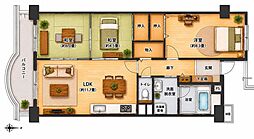 新松戸ファミールハイツ6号棟 3LDKの間取図画像