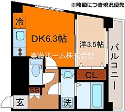 ファステート京都東寺グラン 8階1DKの間取り