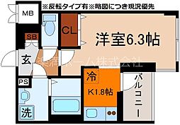 アドバンス京都レイズ 4階1Kの間取り