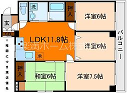 ラ・サール御所 3階4LDKの間取り