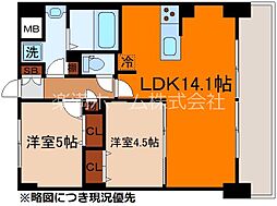ブランシエスタ山科大塚 6階2LDKの間取り