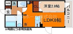 ファステート京都東福寺パラベル 2階1LDKの間取り
