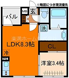 S＆L花園 1階1LDKの間取り