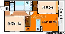 仮称）右京区嵯峨野芝野町ハイツ 3階2LDKの間取り