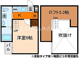 ロフティ大北小路 2階1Kの間取り
