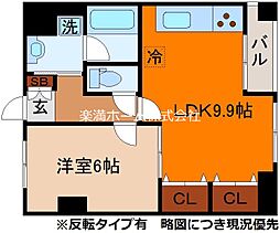 リエス西院 6階1LDKの間取り