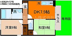エスポワール岩倉 1階2DKの間取り