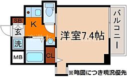 KDXレジデンス西院 8階1Kの間取り