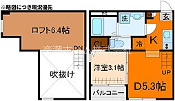 ハーモニーテラス稲荷悠苑 1階1DKの間取り
