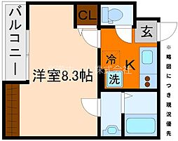 EN西ノ京二条 4階1Kの間取り