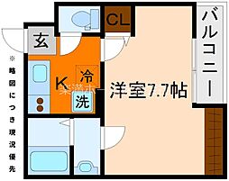 EN西ノ京二条 3階1Kの間取り