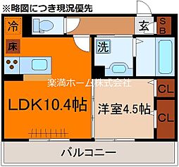 ラカーザセレーナ 1LDKの間取図画像