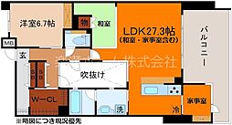 ユニーブル京都紫野 2階1LDKの間取り