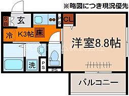 フォーレスト修学院II 1階1Kの間取り