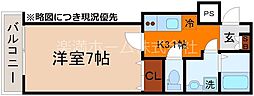 ビエノス京都花園 1Kの間取図画像