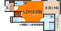 F asecia Canale 3階1LDKの間取り