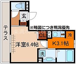 クレールソフィア 1階1Kの間取り