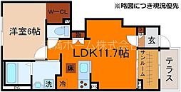 Arietta　Haradani 1階1LDKの間取り