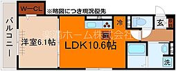 GRAMM御陵荒木C 1階1LDKの間取り