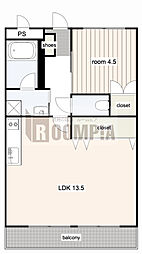 ル・シエール鏡島 305 3階1LDKの間取り