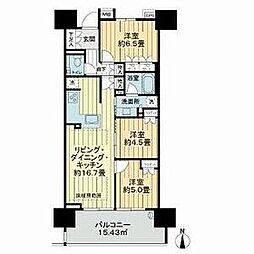 バンベール岐阜ザ・タワー 3LDKの間取図画像