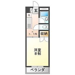 コーポ岐北 1Kの間取図画像