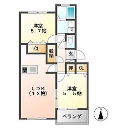 KATOHNO1 2LDKの間取図画像