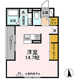 オハナ ワンルームの間取図画像