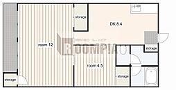 ナカシマビル 2DKの間取図画像