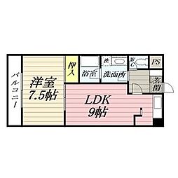 レジデンス領下 1LDKの間取図画像