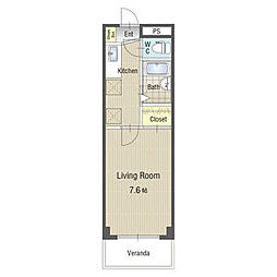 U・TOPIA60 1Kの間取図画像