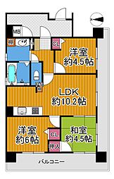 エムプラザ北田辺駅前 3LDKの間取図画像