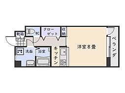 シャーロットタウン 5階1Kの間取り