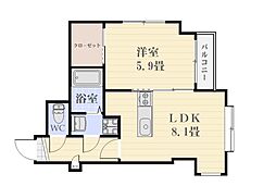 さくらヒルズ樋之口弐番館 3階1LDKの間取り