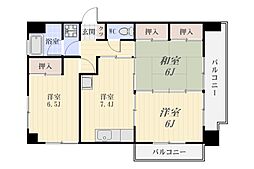 サンシャイン上之園 3DKの間取図画像